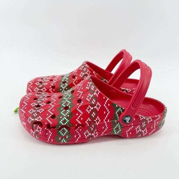 Crocs Baya Holiday Graphic Clog Red‎ Fair Isle Size M10 W12 Christmas Gift NWT - Picture 10 of 12